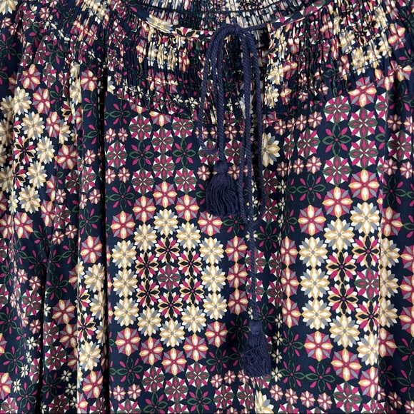 Anthropologie 111 Tylho Kay Popover Blouse Top Boho Peasant Balloon Sleeve Print - Picture 3 of 6